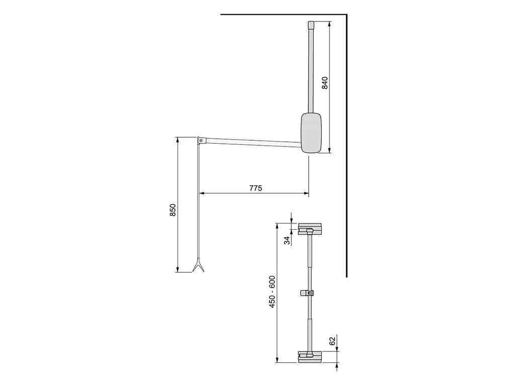 Fatahengislyfta 60-83 cm á vegg silfur - Image 5