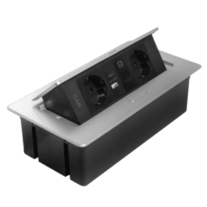 Innfelld borðtengieining með rafmagni, USB og nettengingu – ál