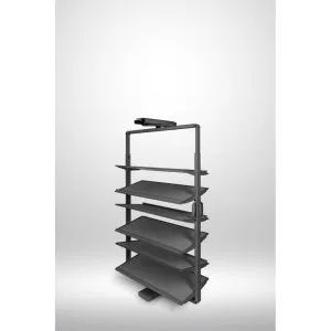 Snúanlegur skórekki antrasít 6 hillur 105–120 cm