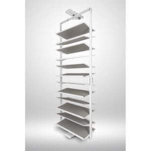 Snúanlegur skórekki hvítur 12 hillur 189–204 cm