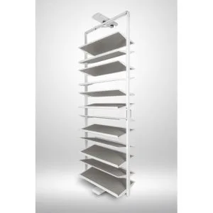 Snúanlegur skórekki hvítur 12 hillur 189–204 cm