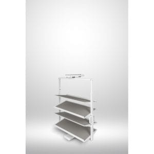 Snúanlegur skórekki hvítur 4 hillur 77–92 cm