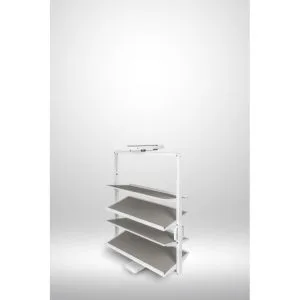 Snúanlegur skórekki hvítur 4 hillur 77–92 cm