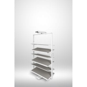 Snúanlegur skórekki hvítur 6 hillur 105–120 cm