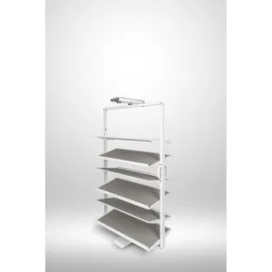 Snúanlegur skórekki hvítur 6 hillur 105–120 cm